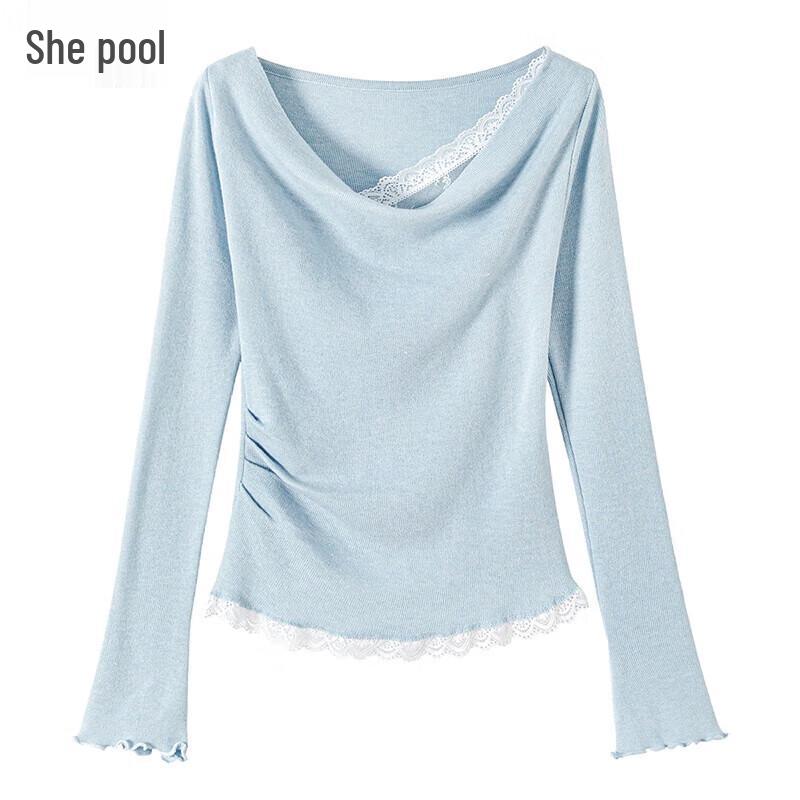 

Женский облегающий трикотажный топ с коротким рукавом и кружевной отделкой One Size