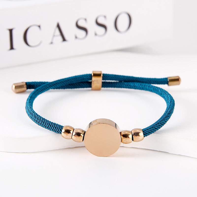 Stainless Steel Multi-Color Adjustable Bracelet with Round Tag for Laser Engraving, 15mm Hole