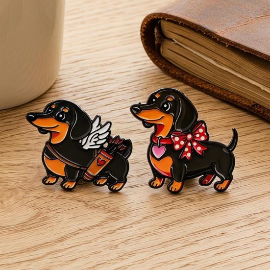 Decorative Brooch Enamel Dachshund Design Zinc Alloy Lapel Pin Sweater Dress Suit Lapel Badge Versatile Outfit