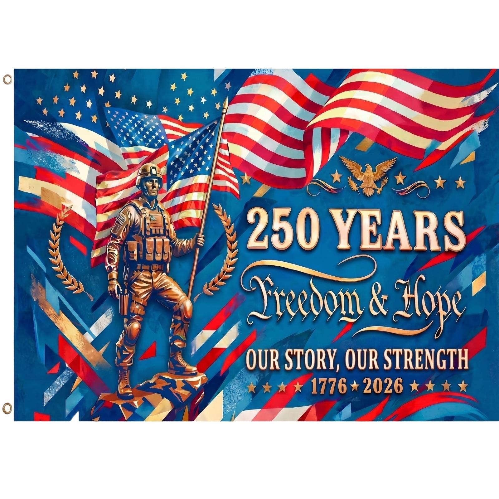 

250 Years Commemorative Flag Double Sided 3x5 Feet Patriotic Banner for United States Anniversary Display Durable Material one size