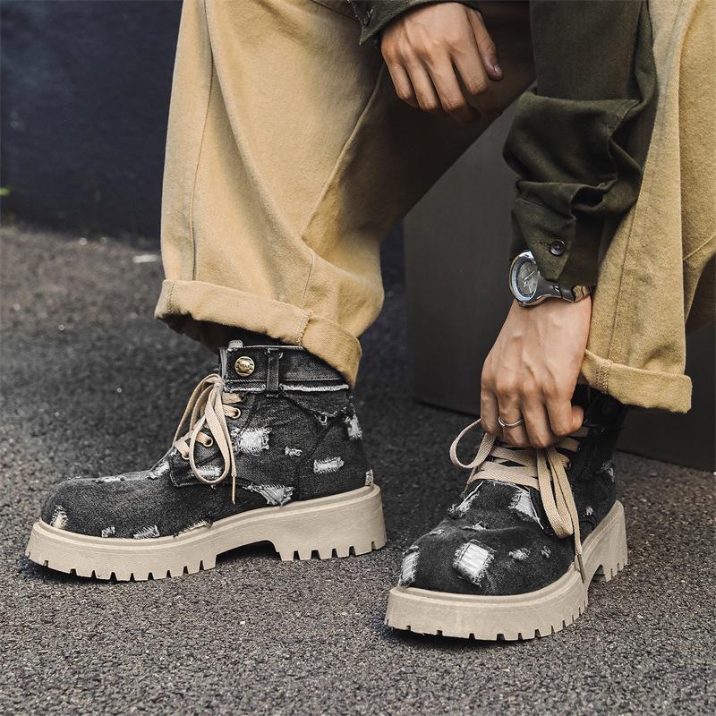 Men's 2025 Autumn Martin Boots: High-Top, Thick-Soled British Style, Retro Cowboy Z32