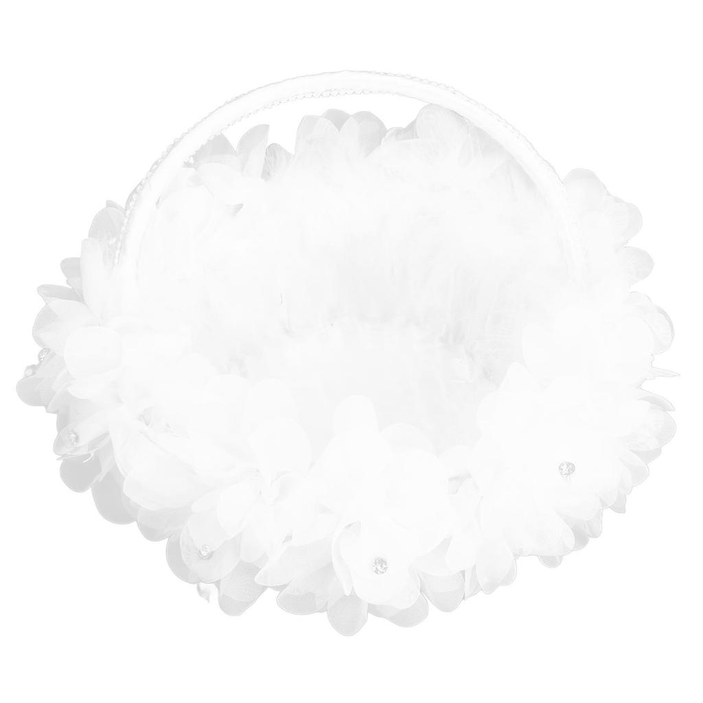 Wedding Flower Girl Basket Artificial Ostrich Feathers Lace Petal Western Wedding Flower Baskets for Wedding Party