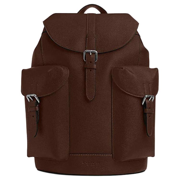 

Coach Warner 32 Drawstring Pin Buckle Closure Leather And Fabric Backpack Large Men Backpack Maple CW210-SVMPL Basic Set (Bag+Dust Bag)