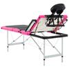 Foldable 4 Zone Massage Table with Aluminum Frame Black and Pink