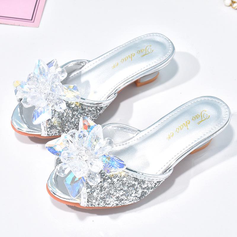 Elsa Blue Princess Summer Sandals for Girls - Cute High Heels Slippers 28/17.5cm