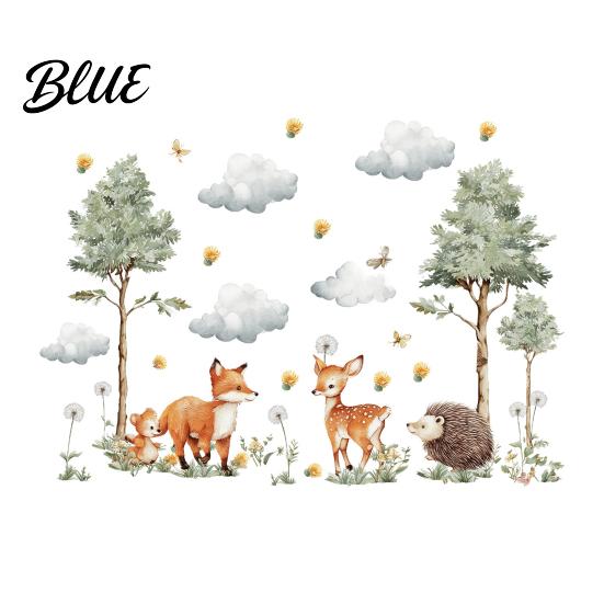 Forest Animal Wallpaper for Home Decor Watercolor Animals Wall Stickers Cute Fox Deer Hedgehog PVC Waterproof Decals Gentle Healing Style