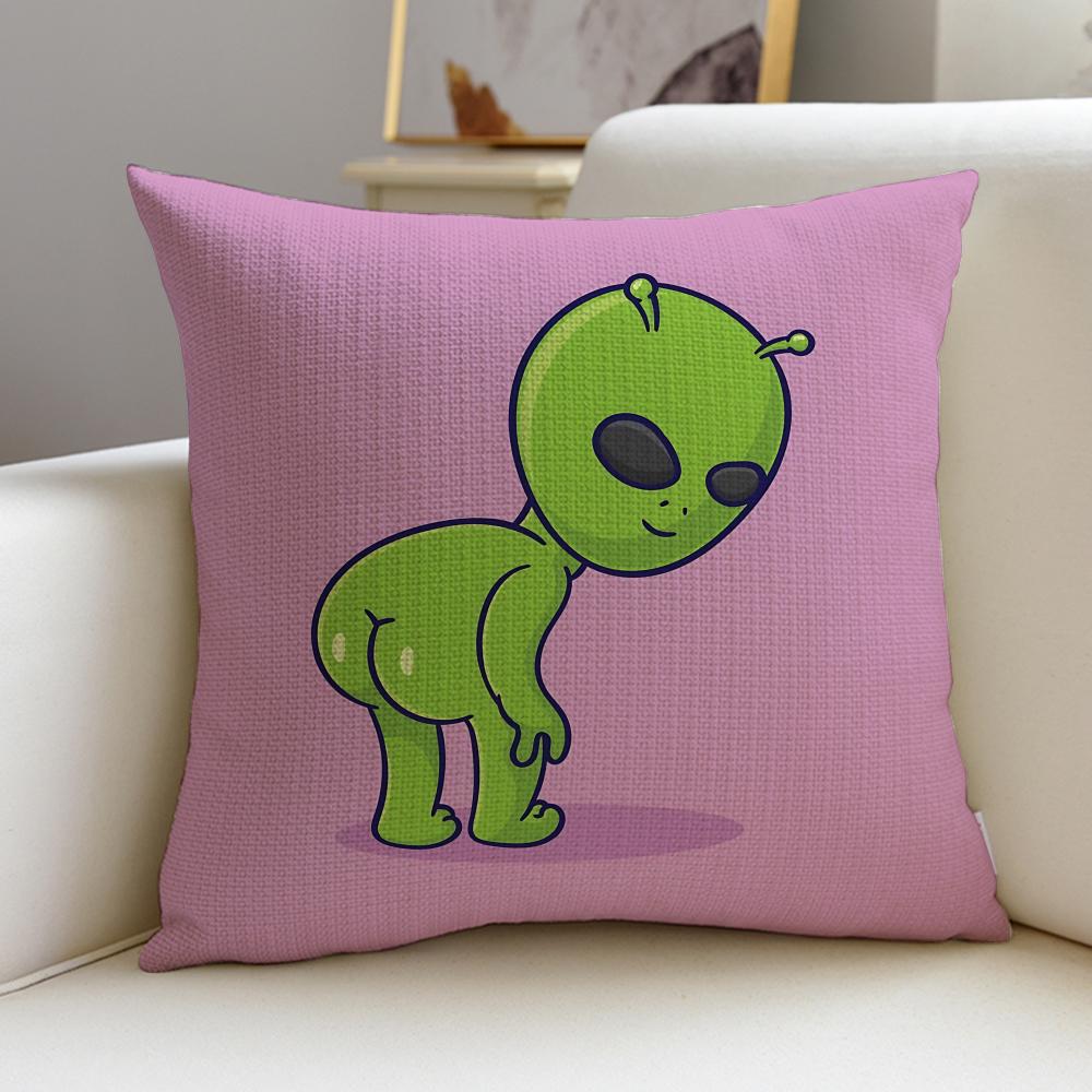 Funny SSilly Alien Cushion Cover Pcs Soft Decorative Square Cushion Covers X X Pillowcases for Sofa Couch Home Bedroom