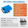 Germany 36V 20Ah Waterproof PVC Lithium Battery for E-Bikes Scooters, 2600mAh 10s8p China Cells with 20A BMS 3A Big Warhead Plug
