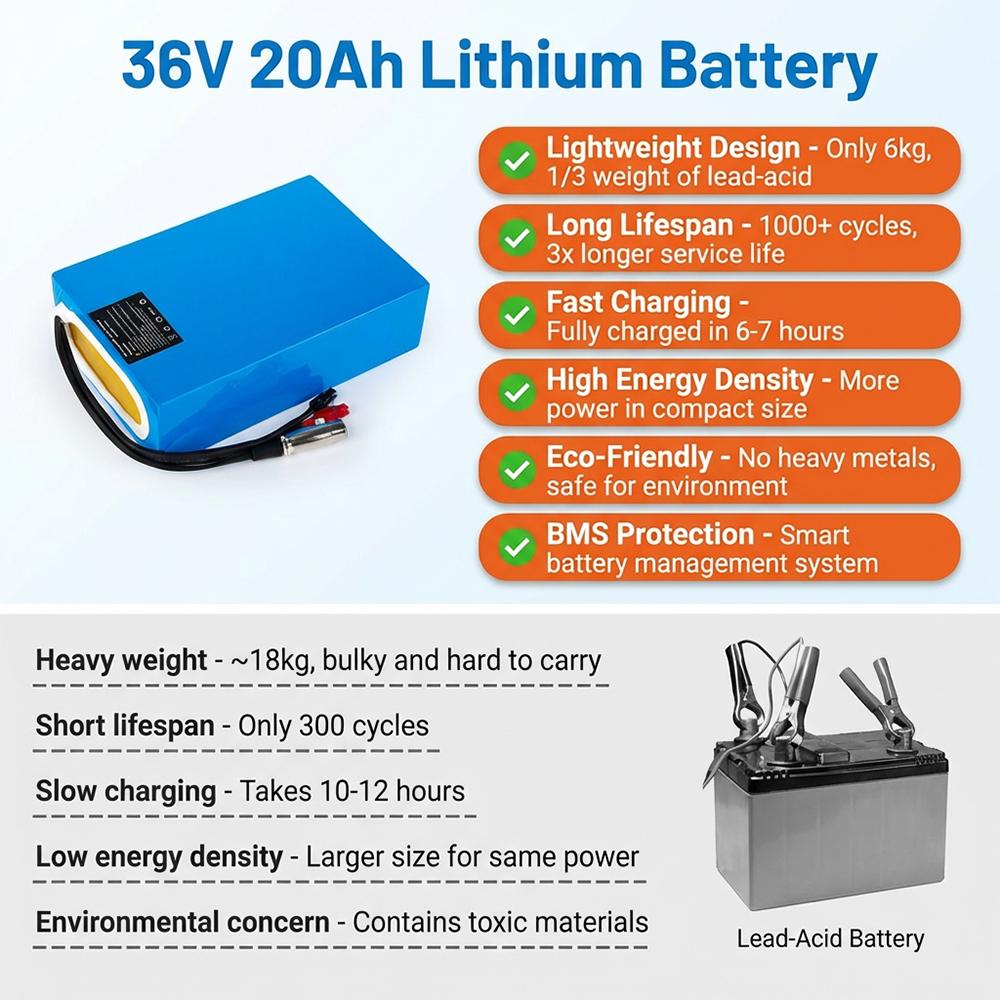 Germany 36V 20Ah Waterproof PVC Lithium Battery for E-Bikes Scooters, 2600mAh 10s8p China Cells with 20A BMS 3A Big Warhead Plug