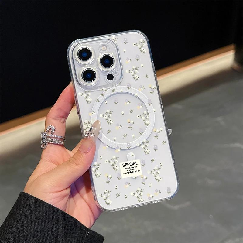 INS Lächeln Gänseblümchen Blume Magnetische Handyhülle für Iphone 16 Pro Max 16E 11 12 13 14 15 Pro Max 12 13 Mini 16 Plus für Magsafe Hülle