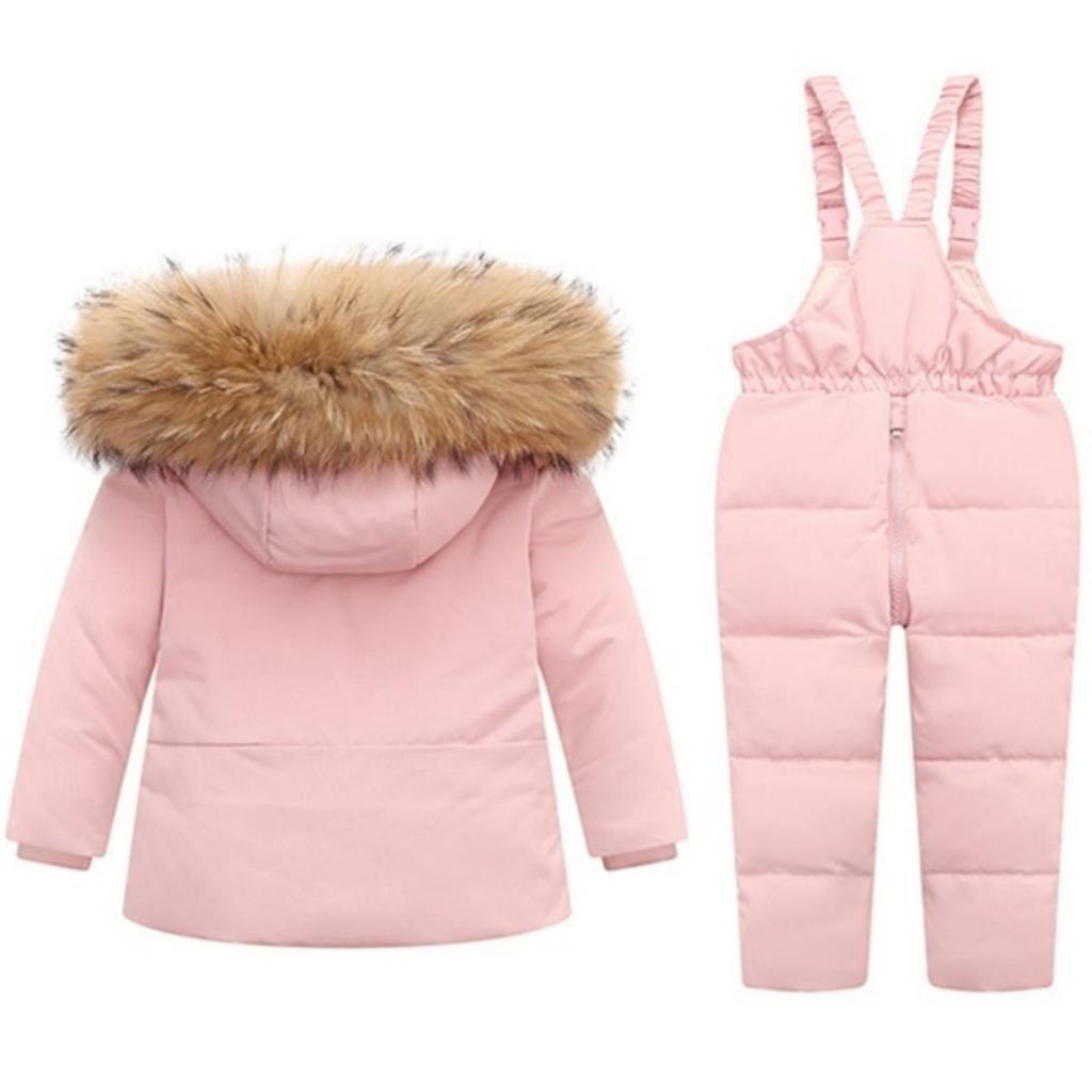 Winter Daunenjacken Set für Kinder Kleinkinder Jungen und Mädchen , 90% Weiße Entendaunen, Warmer Winddichter Schneeanzug mit Kapuze und Hose, 1–6 Jahre