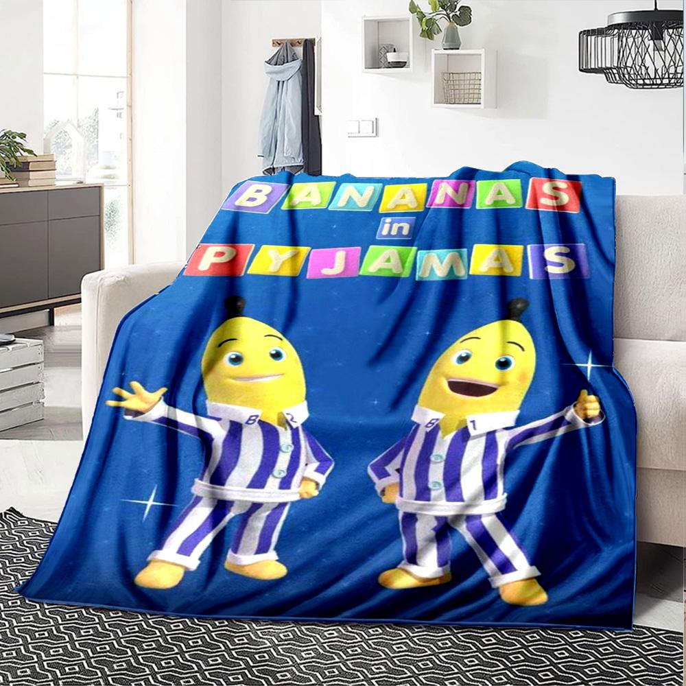Bananas In Pyjamas Print Flannel Blanket High Quality Warm Comfortable Cover for All Seasons Perfect for Gifts Home Decor