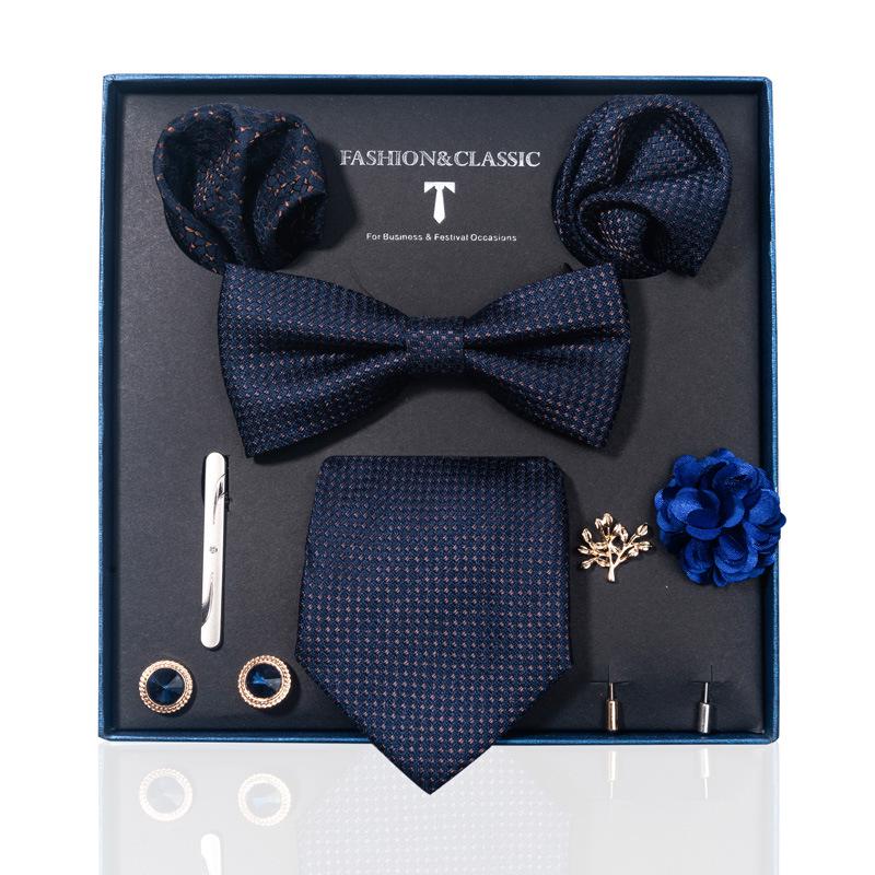 Luxury Groom Tie, Pocket Square & Boutonniere Gift Set for Weddings