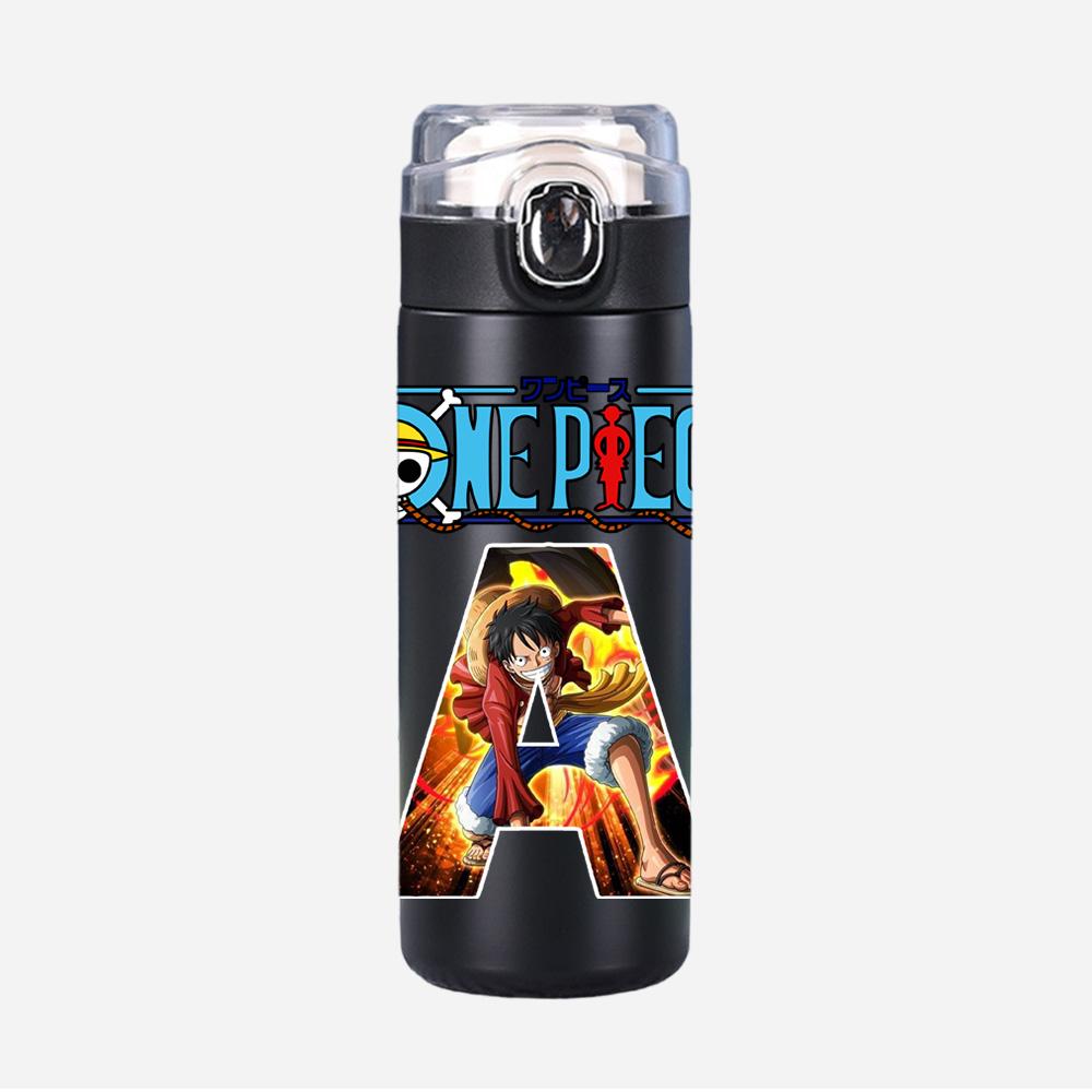 Anime Cartoon Printed Black Thermos Cup Portable Stainless Steel 400Ml Water Bottle Leak Proof Camping Water Cup Gift