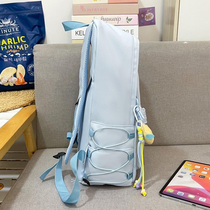 Women Lightweight Waterproof Backpack Solid Color Student Schoolbag