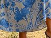 Women's Grey Base Blue Floral Print V-Neck Flutter Sleeve Maxi Dress, High Waist Slim Fit Elegant A-line Workwear for Spring Summer