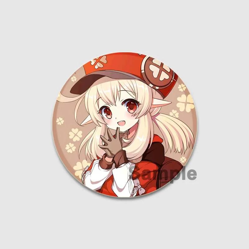 32/44/58mm Klee Pin Round Cartoon Funny Snap-in Brooche for Backpack Cothes Accessorie Anime Genshin Impact Collection Badge Hat Decoration
