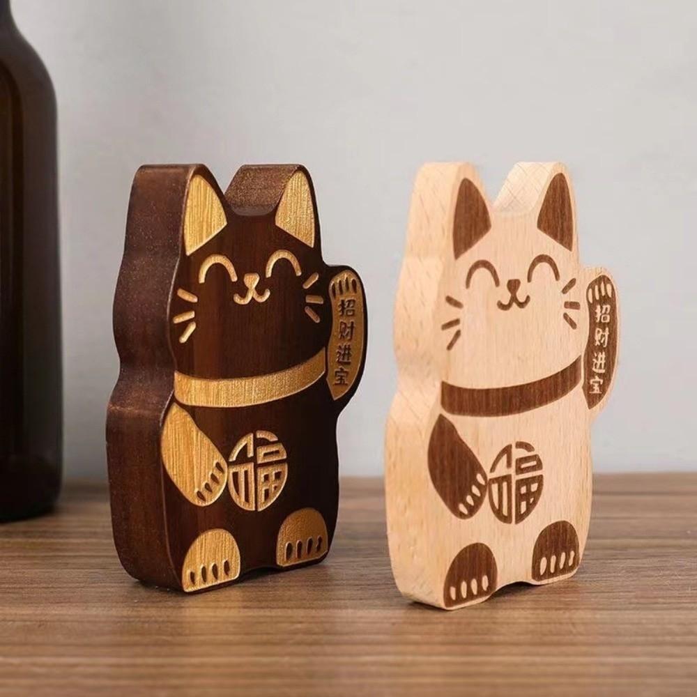 Wooden Fortune Cat Bottle Opener Lucky Magnetic Cap Remover Decoration Kitty Fridge Magnet Gift