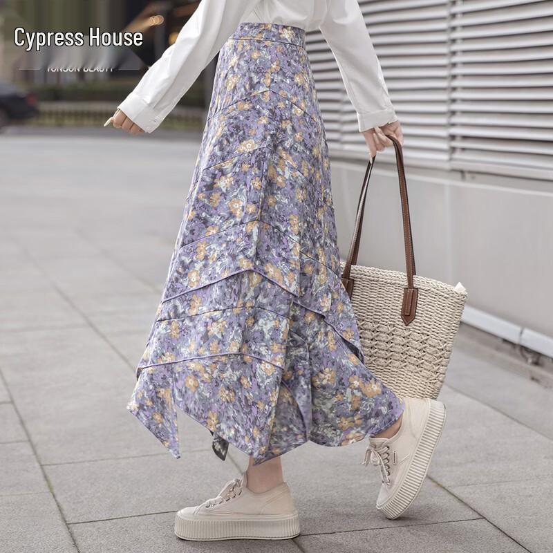 Women s High-Waist Ruffle Floral Midi Skirt XL