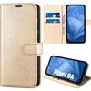 Protective Case - E.F.CONNECTION - for Google Pixel 8a - Golden Synthetic Leather - Flip Case - Shockproof