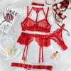 New Lace Embroidered Metal Buckle Sexy Lingerie Set Women's See-through Push Up Erotic Costume Fantasy Intimate Fancy Exotic Set