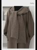 Women's Hooded Knitted Shawl: Wool Hat-Scarf-Waistcoat Combo for Autumn/Winter