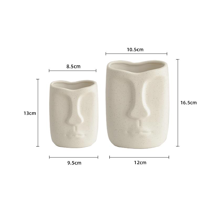 Creative Ceramic Face Vase Dried Flowers Plant Flower Pot Abstract Figure Head Vase Crafts Living Room Ornaments Home Decoration