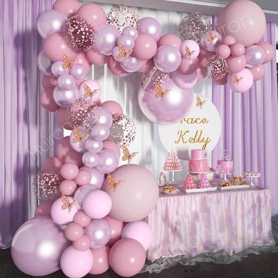 Purple Macron Balloon Garland Arch Kit Wedding Birthday Party Decoration Girl Confetti Latex Balloons Birthday Baby Shower