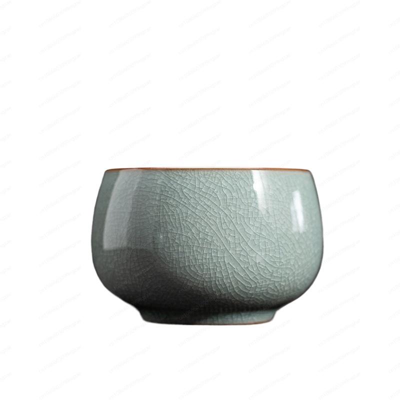 Ru Kiln Ice Crack Glaze Teacup, Handmade Ceramic Gongfu Tea Set, Personal Master Cup with Gift Box