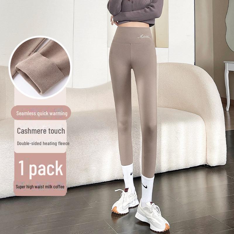 

Женские зимние термолеггинсы из немецкого бархата с высокой талией и вышивкой L (105-130 lbs)