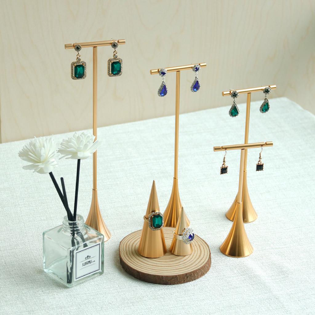 Metal Ear Jewelry T Bar Rack Ear Studs Hanging Tower Storage Shelf Cabinet Window Earring Holder Stand Display Organizer Bracket