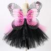 Colorful Butterfly Fairy Costume for Girls Fancy Tulle Princess Tutu Dress Baby Halloween Carnival Birthday Dress Up Outfits