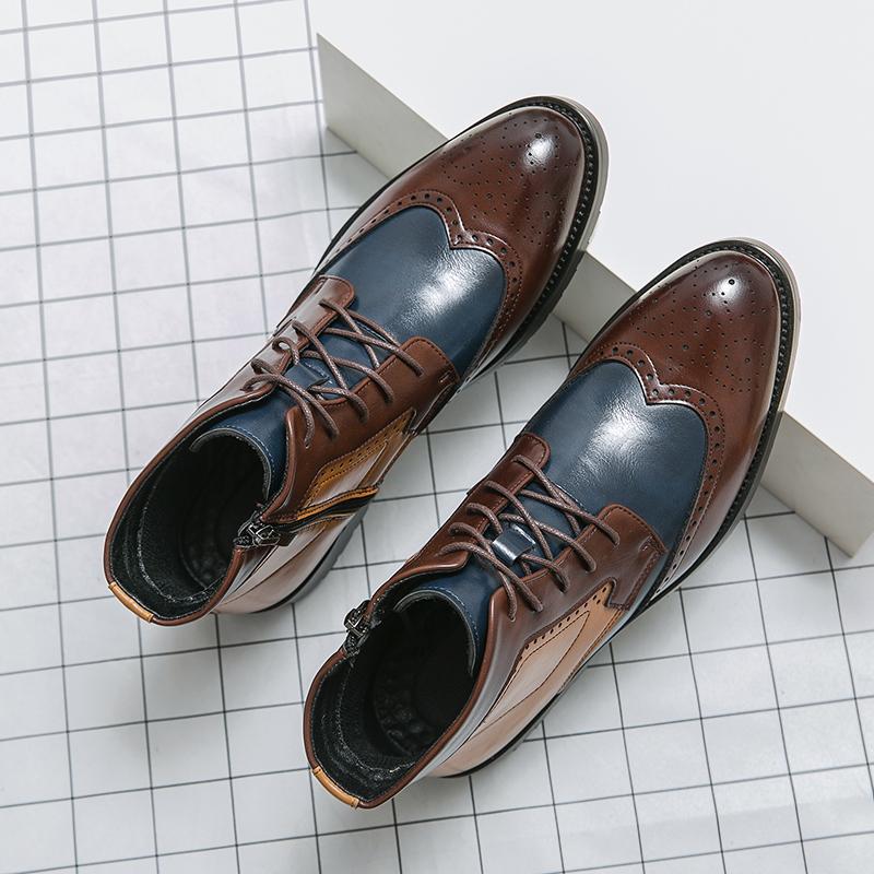 Luxury Brand Color blocking Men's Chelsea Boots Low Top Punk Shoes Men's Casual Leather Nightclub Style Ankle Boots for Men