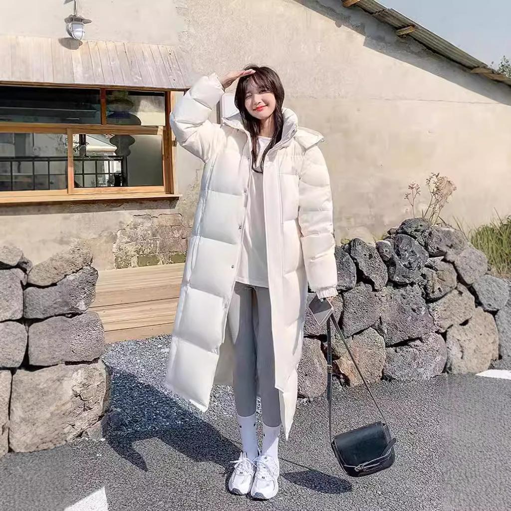 Chinese opera long college style down jacket women's winter fashion thickened loose warm white goose couple coat tide