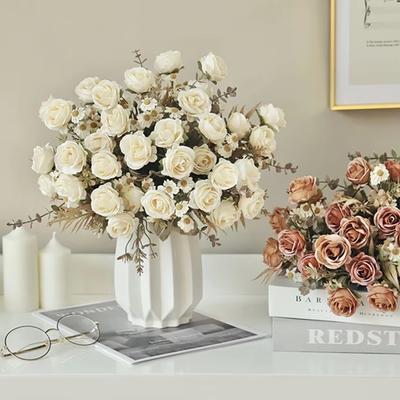 Silk Roses Artificial Flowers Wedding Home Room Christmas Chamber Decor Gala Wreath Beautiful Bridal Bouquets Table Centrepieces