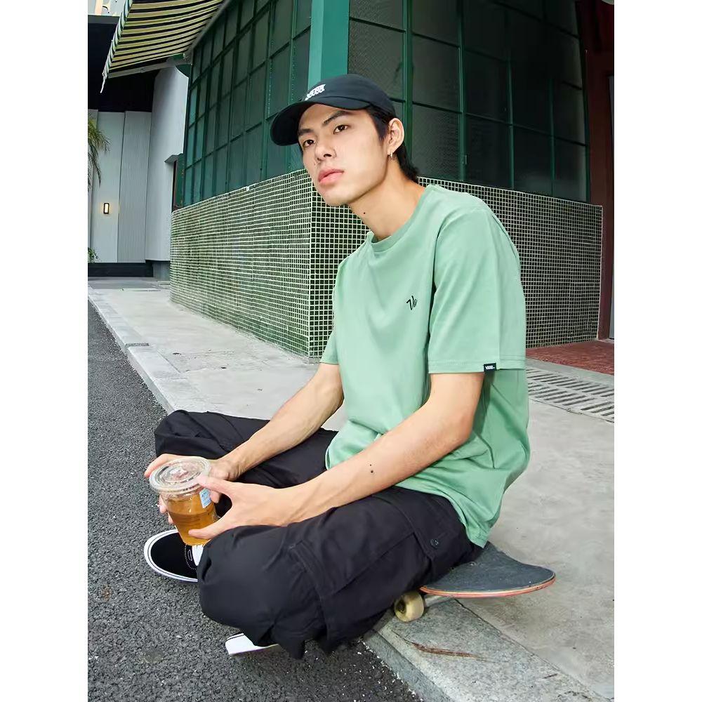 Vans Popular Loose Fit Cashew Flower Print Round Neck Short Sleeve T-Shirt Unisex Tops Green VN0A7TOPZXQ