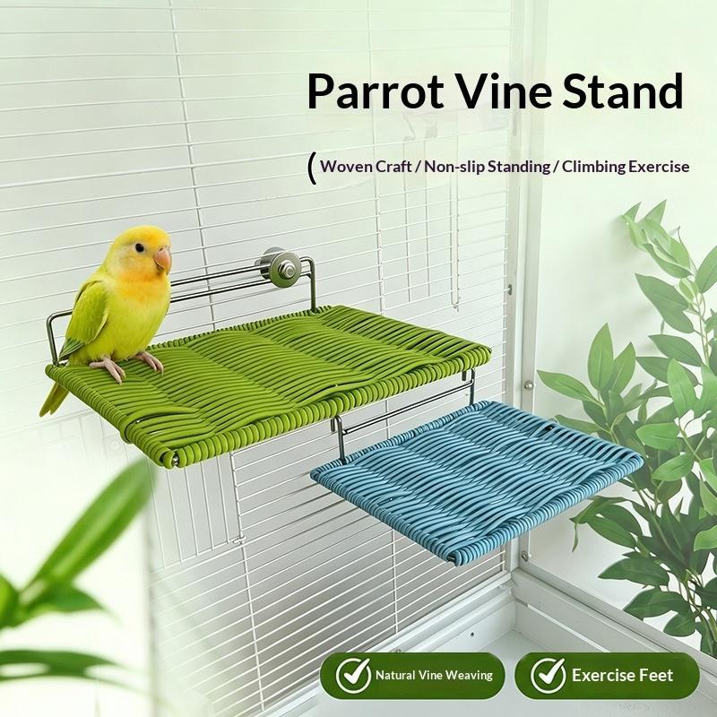1Pcs Iimitation Rattan Weaving Parrot Perch Rest Wear Resistant Bite Resistant Jumping Platform Breathable Bird Resting Platform