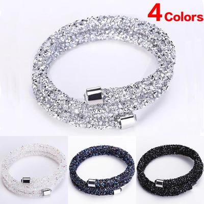 4 couleurs nouveau Style Double cristal Bracelets Collection deux tours Wrap Bracelet plein pavé strass cristal Bracelet pour les femmes
