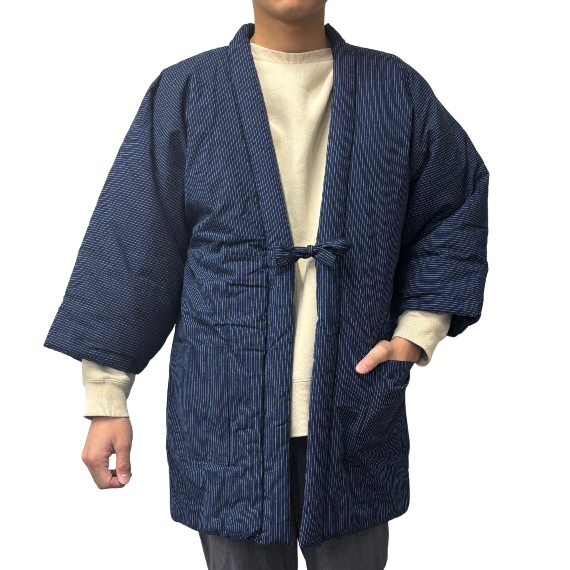 [Edo Ten] Padded Hanten (Japanese-made) - Kurume Weave - Original Striped Pattern 9807-5 - Free Size