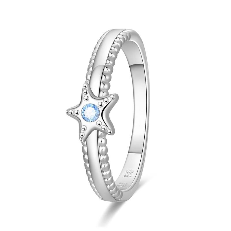 Rings 925 Silver Star Moon Colorful Sparkling Zircon Simple Rings For Women Exquisite Wedding Engagement Birthday Jewelry Gifts