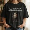 Funny Cowboy Frog Shirt, Hold On Partner Tee, Overstimulated Retro Graphic T-Shirt, Cute Introvert Gift, Gildan 5000 Oversized Aesthetic Top