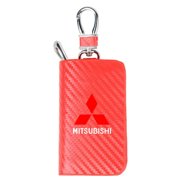 

Carbon Filber Car Key Case Cover Bag for Mitsubishi Pajero Sport Eclipse Cross L200 Colt Delica Ralliart Triton Car Accessories