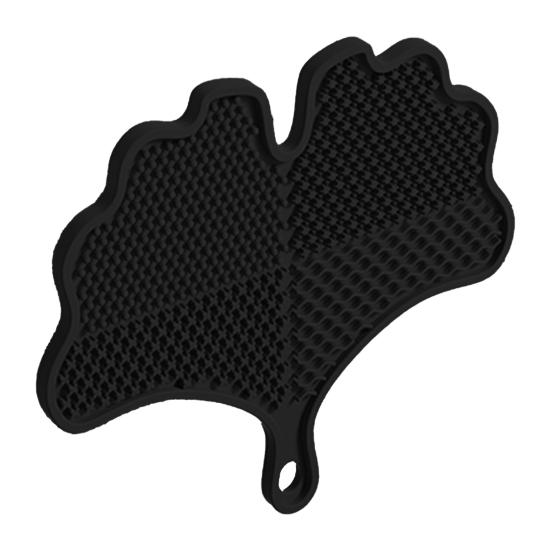 Silicone Makeup Brush Cleaning Mat with Suction Cups Non-slip Portable Travel Ginkgo Leaf Shape Cosmetic Brush Tools Cleaning Pad