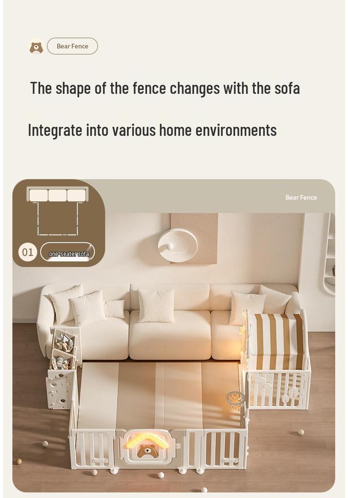 Three-Sided Baby Sofa Rail and Crawling Mat for Indoor Play