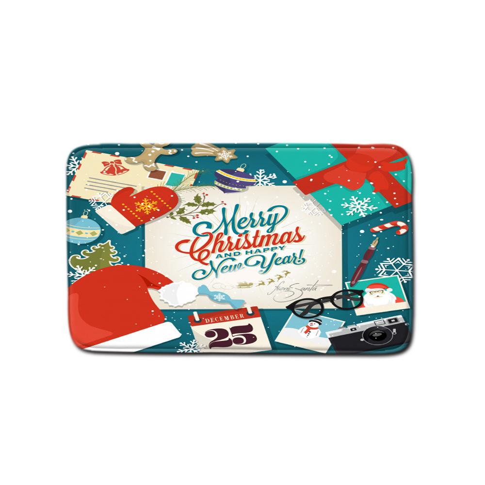 Christmas Waterproof Shower Curtain Four-Piece Combination Floor Mat Entrance Door Mat Bedroom Living Room Carpet