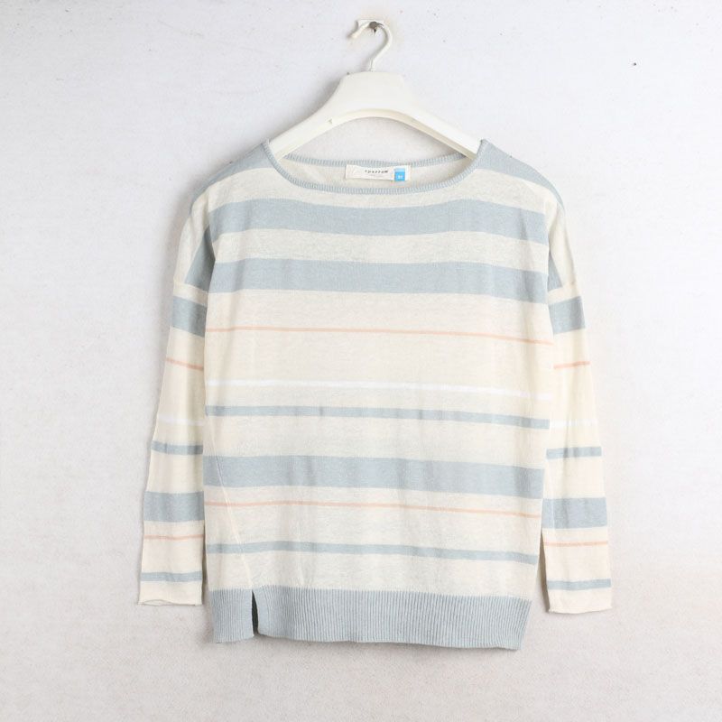 

Export Crew Neck Cotton Thin Loose Striped Sweater Stripes color L: Bust size 138