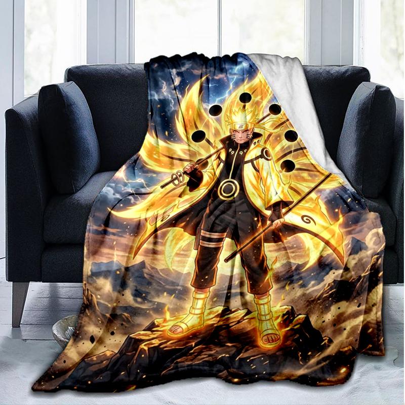 Naruto Power Print Flannel Blanket, Soft Warm Lightweight Throw Blanket for Living Room,Sofa Bed Camping Office