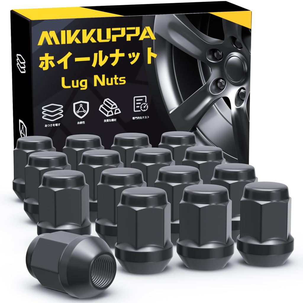 MIKKUPPA Wheel M12 x Bag Compatible with Taper 31mm SCM Alloy Set of 16 Nuts, P1.5, Type, Honda, 60° Seat, Black, 19HEX, Length, Steel,