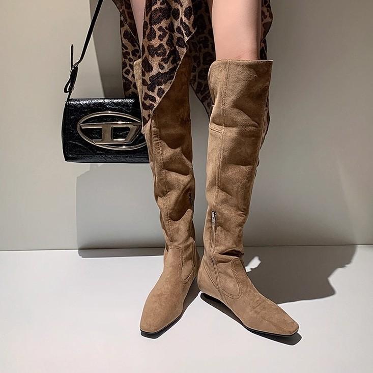 Boots Women's Over-the-Knee Boots 2025 Autumn and Winter New Tall Women's Boots Suede Folded Stacking Boots Inner Height Boots