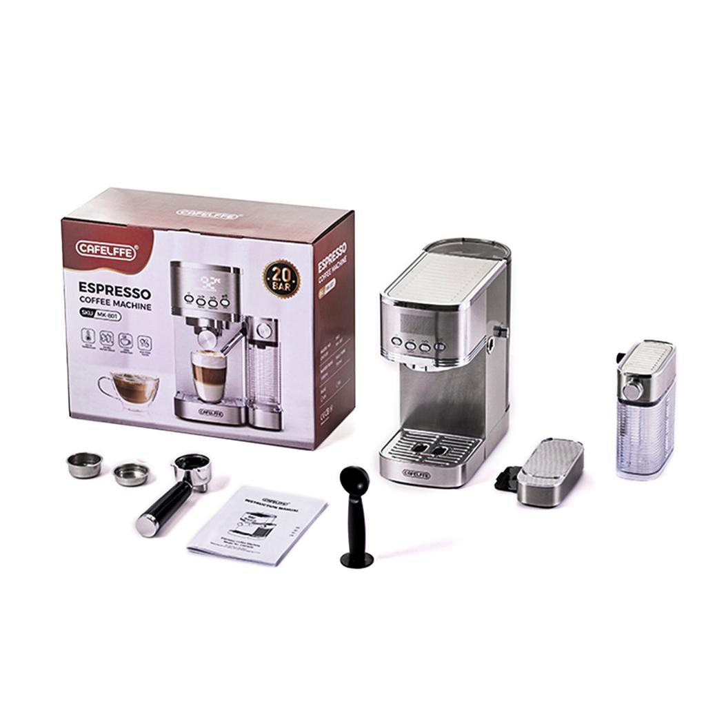Electric Coffee Machine with Milk Frothing System 3 Temperature Adjustable 20Bar Pre-brew Coffee